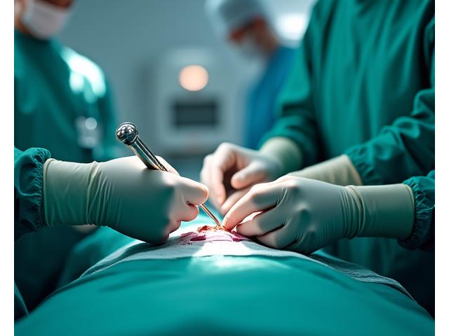 Surgeon in an operating room with medical equipment
