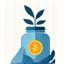 Budget calculator icon - a hand holding a coin jar