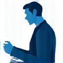 Budgeting basics icon - person studying a ledger