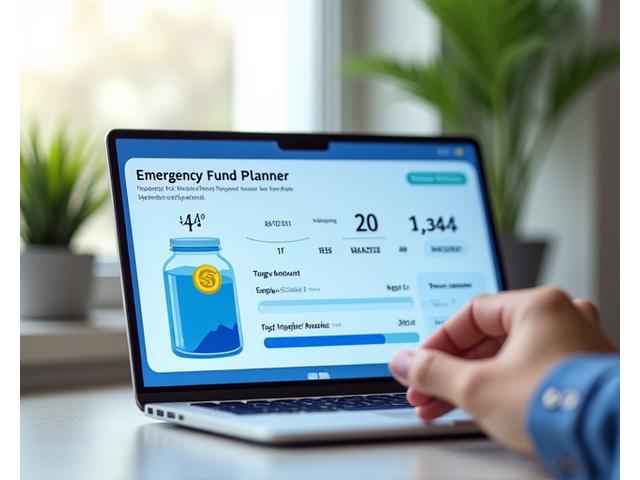 Emergency fund planner interface showing savings goals and progress