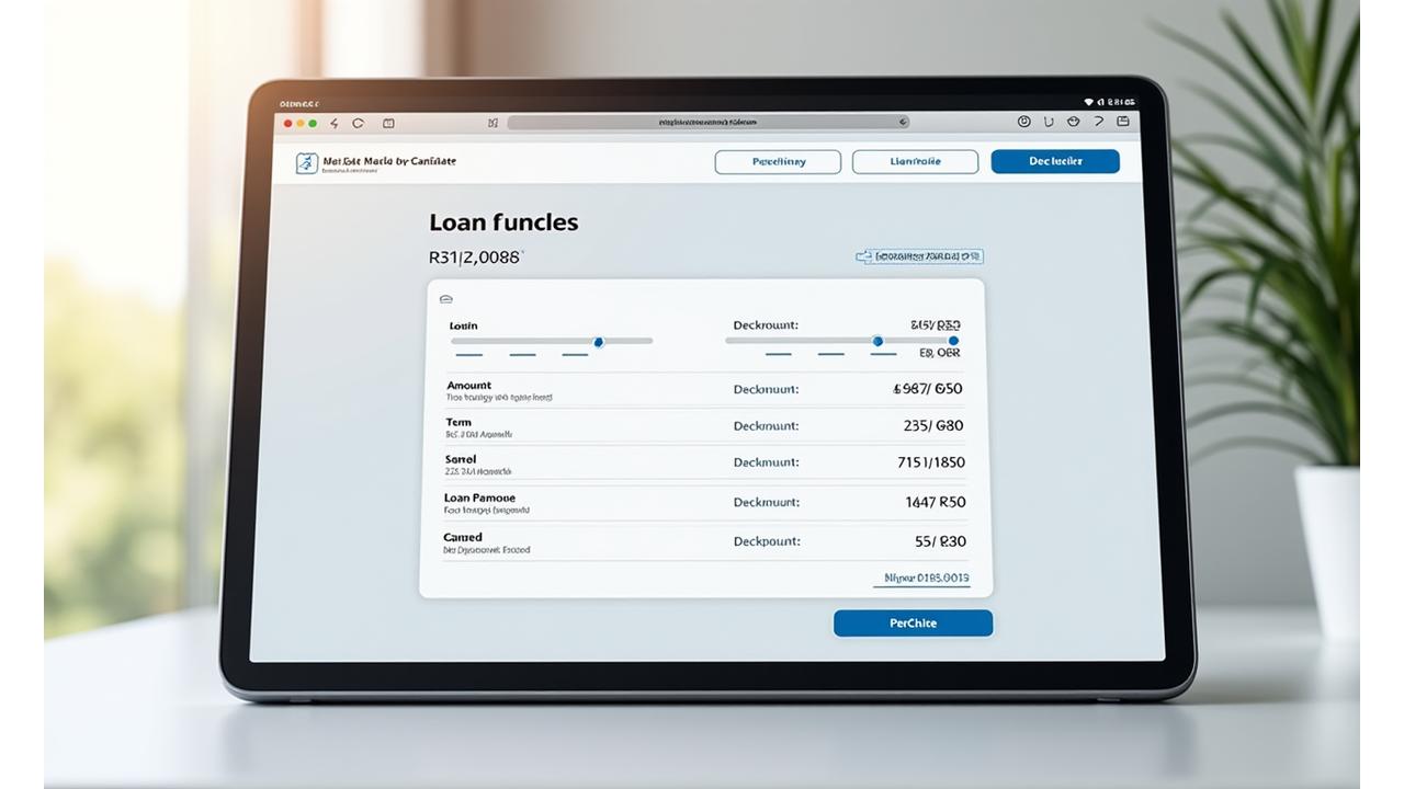 Interactive loan calculator interface with sliders and real-time payment updates
